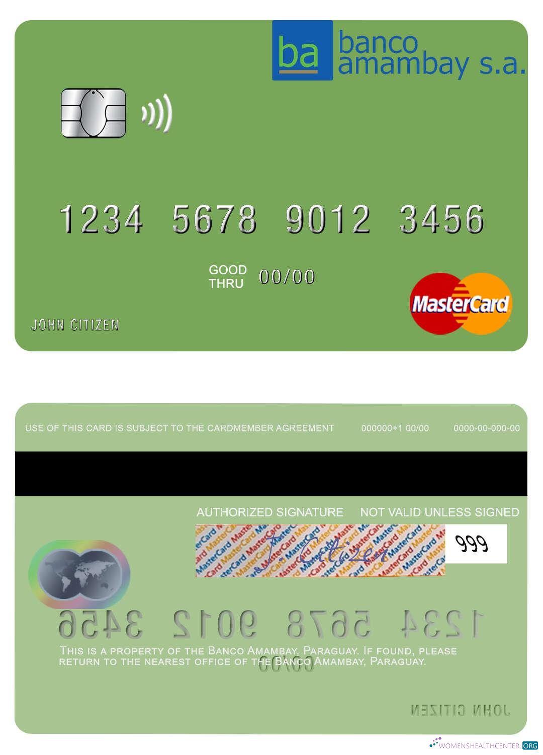 Download Paraguay Banco Amambay mastercard Photoshop template